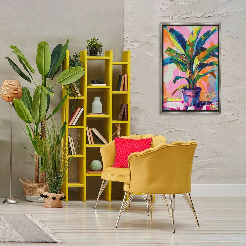 Stupell Vivid Saturated House Plant Framed Floater Canvas Wall Art Design By LSR Design Studio
