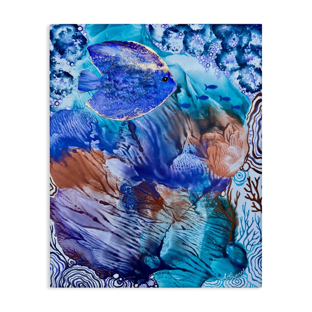 Stupell Underwater Fish Sea Life Canvas Wall Art Design By Amy Tieman