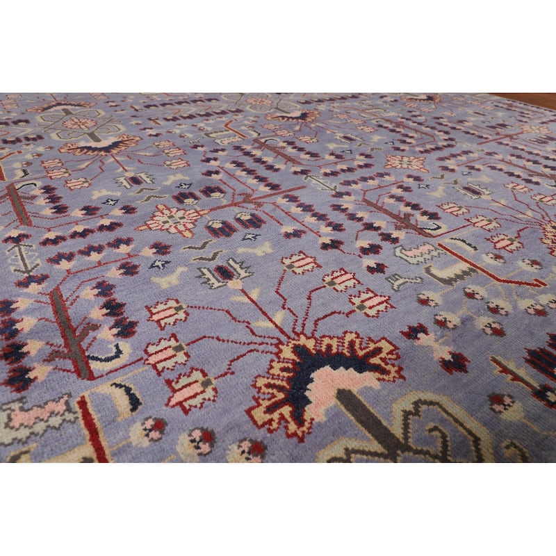 Blue Oushak Oriental Area Rug Handmade Transitional Wool Carpet - 8'8"x 11'10"