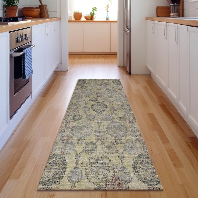 Premium Washable Super Soft Traditional Olivia Mayfield Rug - Gold - 2' 3" x 7' 6" - Runner
