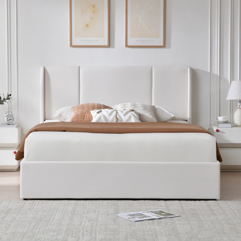 Upholstered Bed Frame with Storage Drawers