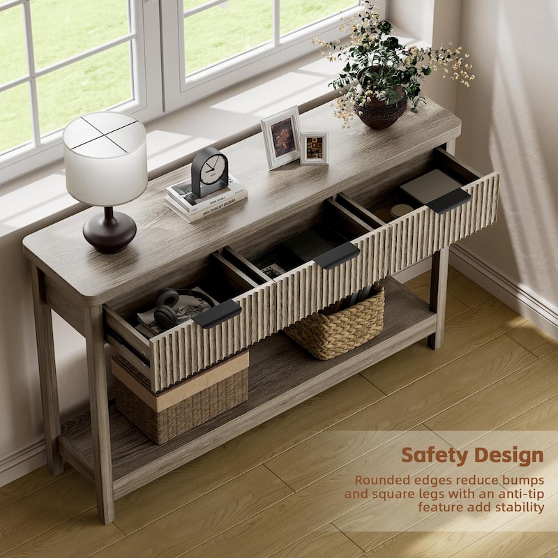 51"Wood Console Sofa Table with 3 Drawers for Living Room
