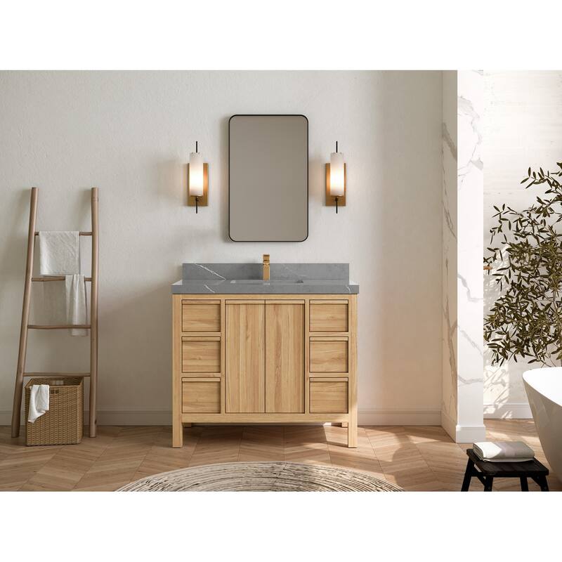 Willow Collections 42 in. W x 22 in. D Elizabeth Solid Teak Single Sink Bathroom Vanity with Countertop