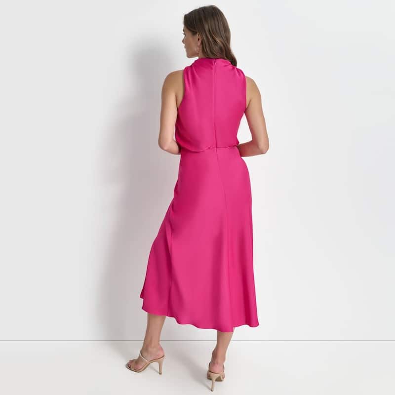 DKNY Draped Satin Midi Dress