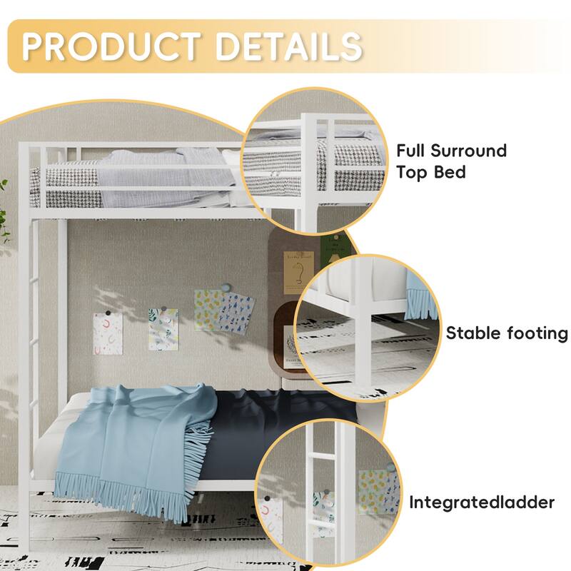 Multi-Functional Square Tube Iron Bunk Bed Ideal for Vertical Space