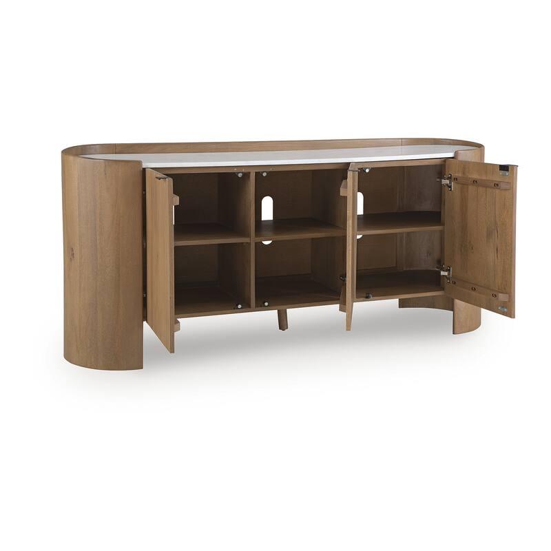 Signature Design by Ashley Fitzroy Brown/White Accent Cabinet - 66" W x 18" D x 29.5" H