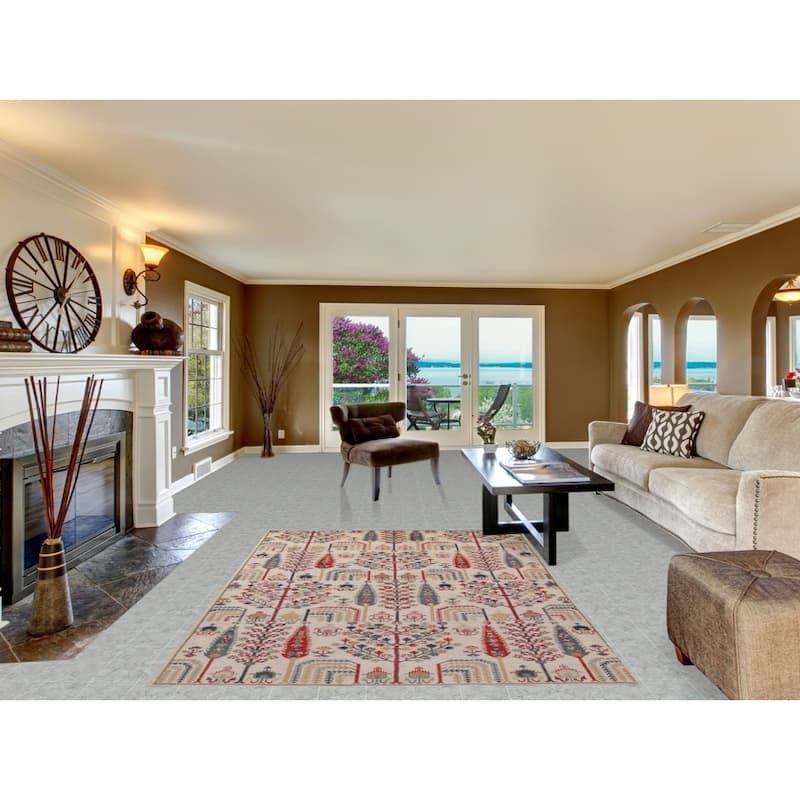 Hand Knotted Oriental 100% Wool Carpet Traditional Geometric Beige & Ivories Kazak Area Rug - 7' 10'' X 5' 6''