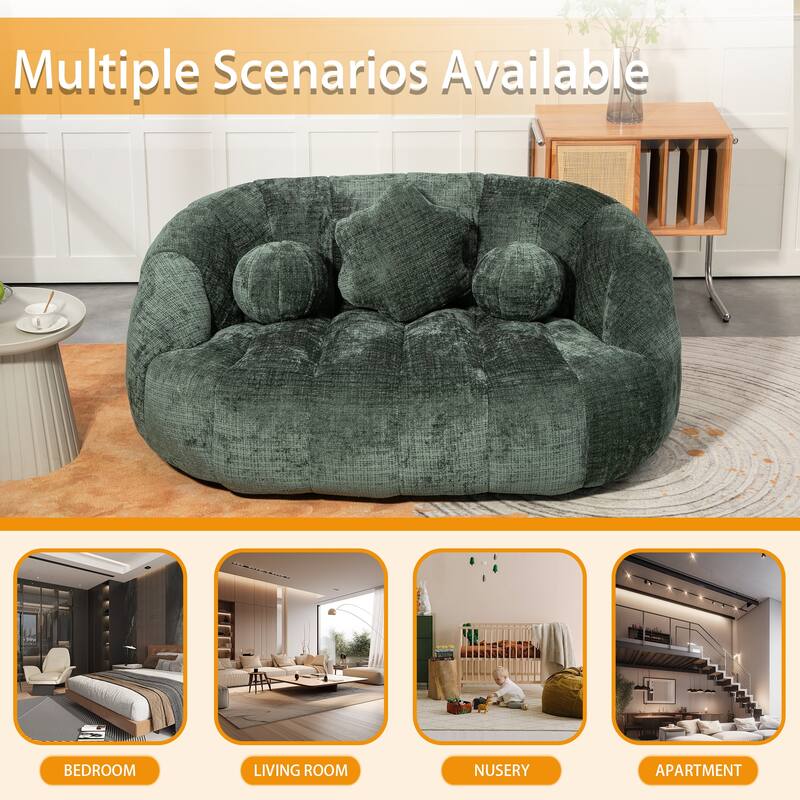 Chenille Upholstered Durable Comfort Lounger Bean Bag Lazy Sofa