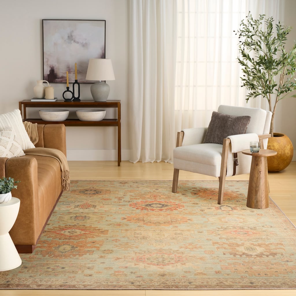 Nourison Vintage Washables Indoor only Green Persian Area Rug