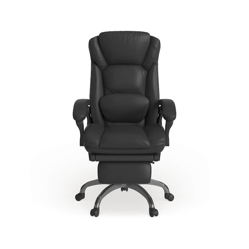 High Back LeatherSoft Reclining Ergonomic Chair with Outer Lumbar Cushion