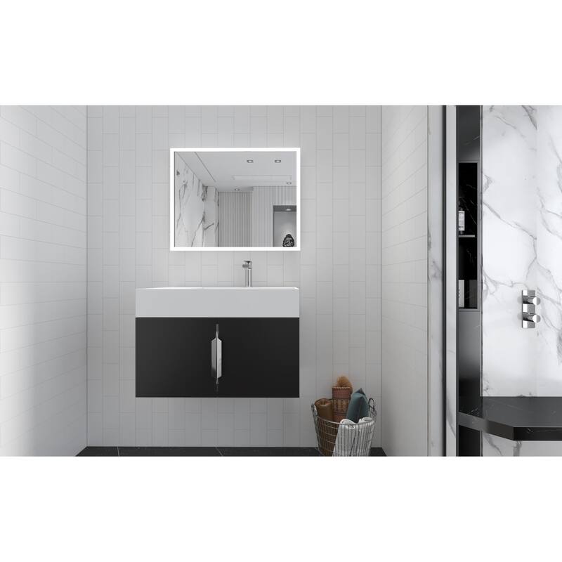 Amazon 30" Wall Mounted Bathroom Right Basin Vanity Set w/ White Top