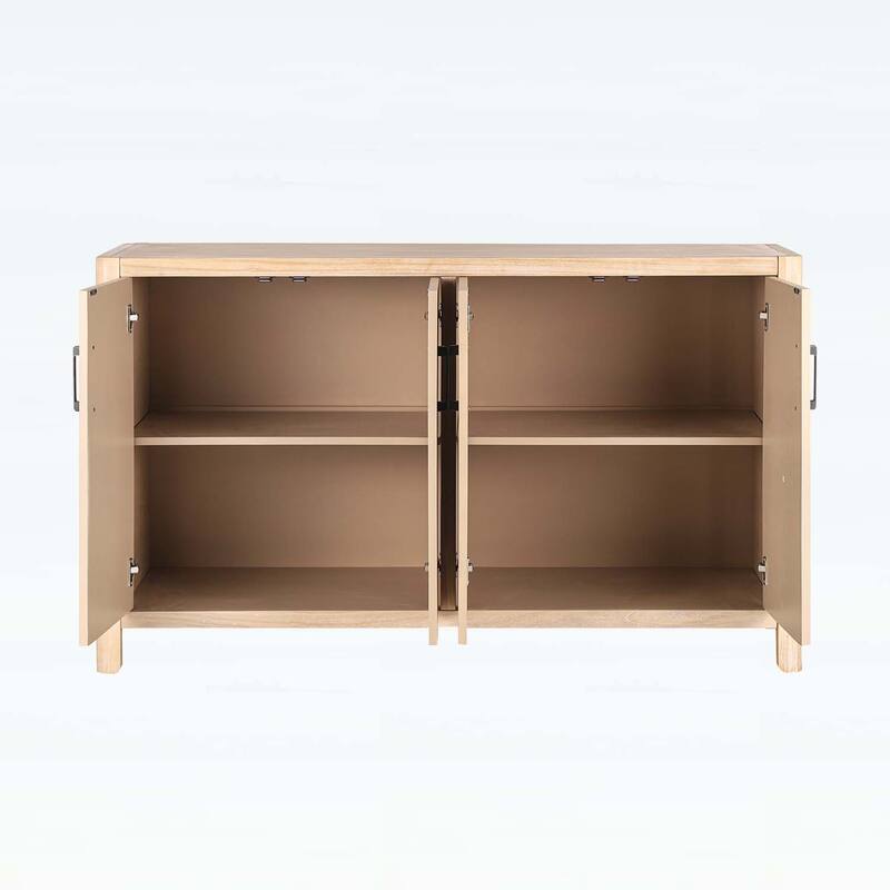 4-Door Cabinet with Smooth Rounded Corners & Refined Metal Handles