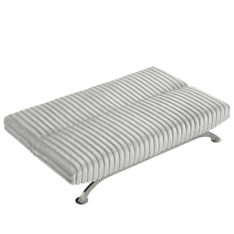 Villy Futon Sofa Bed, Chrome Metal Legs, Gray Channel Tufted Fabric