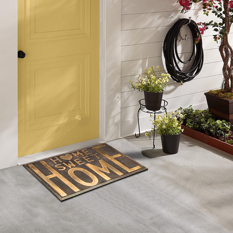 Home Sweet Home Rubber Pin Mat Bronze Hand Finished Doormat 18" X30"