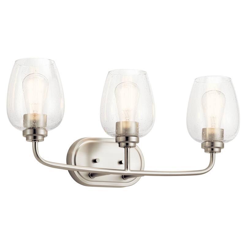 Kichler Valserrano 24 inch 3 Light Vanity Light with Clear Seeded Glass in Brushed Nickel