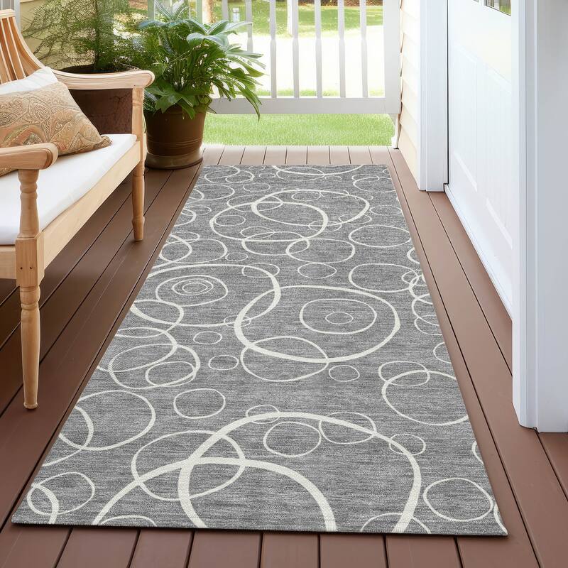 Machine Washable Indoor/ Outdoor Contemporary Nexus Chantille Rug - Gray - 2'3" x 7'6"