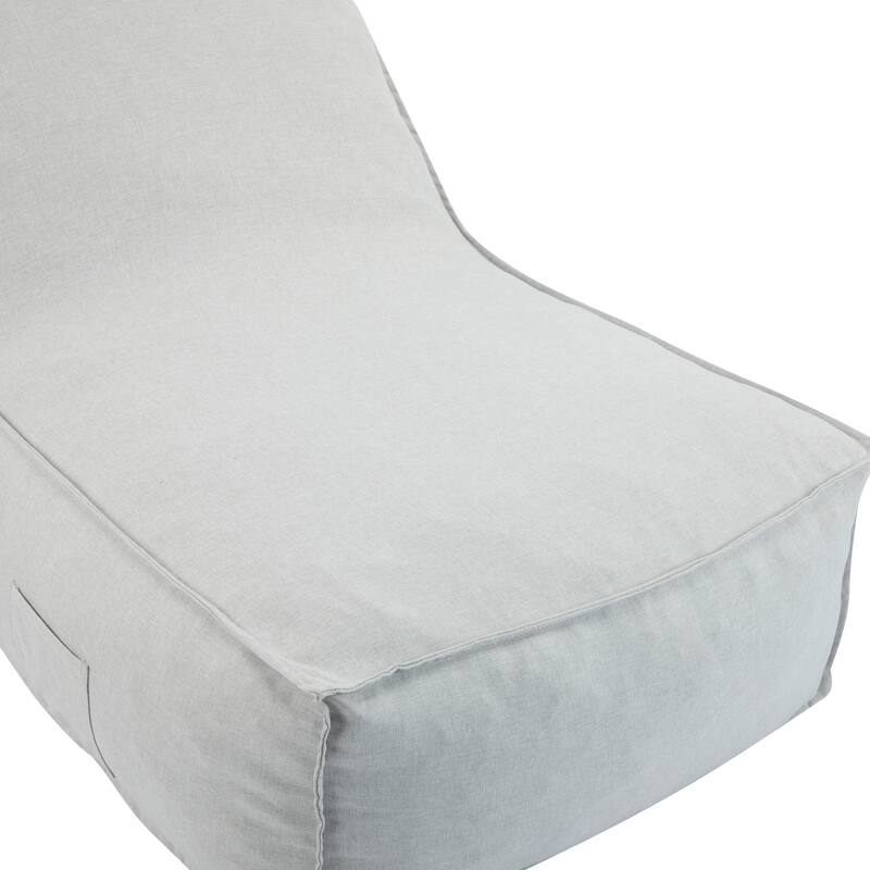 Roomfitters Perry Outdoor Bean Bag Lounge Chair with Water Repellent Fabric, Half Length Design, Light Grey