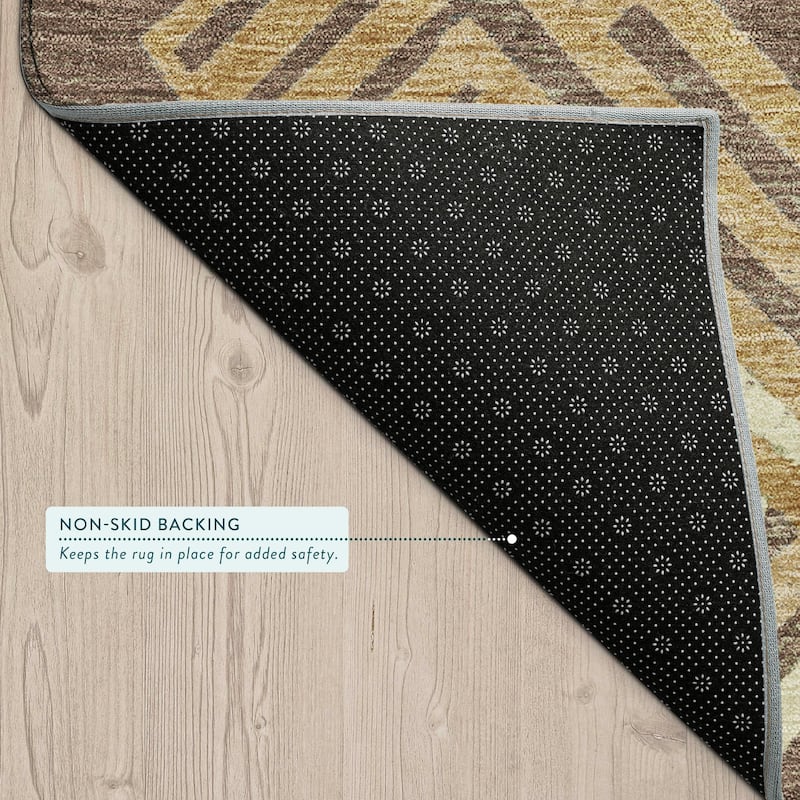 Machine Washable Indoor/ Outdoor Modern Trellis Chantille Rug