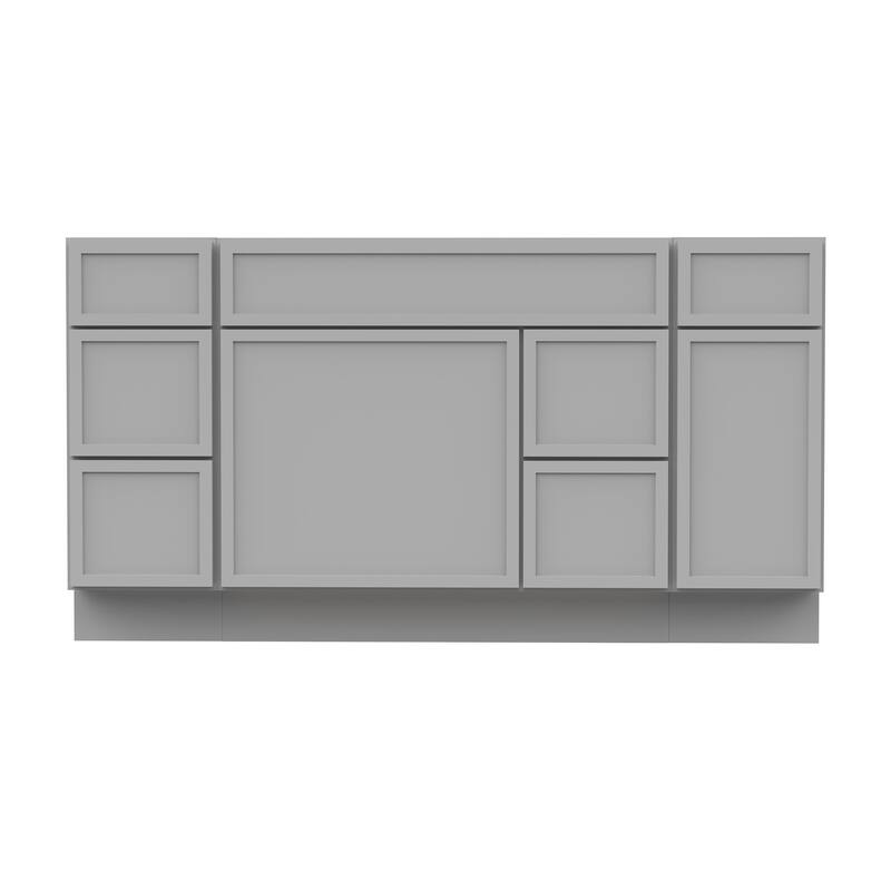Vanity Art 60" Birch Freestanding Bathroom Vanity Cabinet without Top
