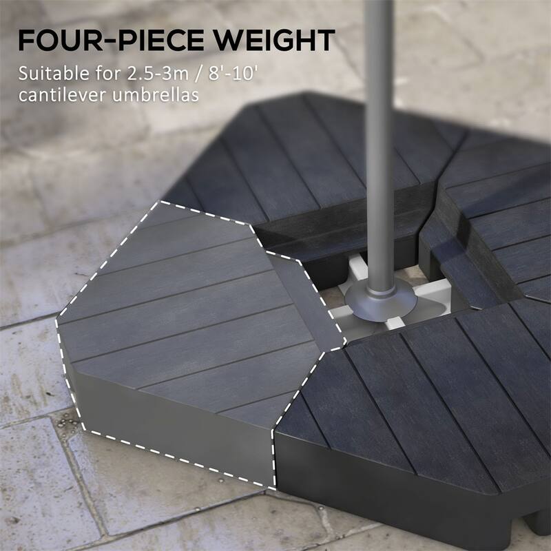 HDPE Cantilever Umbrella Weight Plates Set for 8 to 10 Foot Outdoor Umbrellas Water or Sand Fillable - 31.5" L x 31.5" W x 5" H