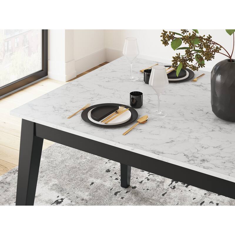 Signature Design by Ashley Jettaya Black/White Rectangular Dining Table - 66"W x 38"D x 30"H