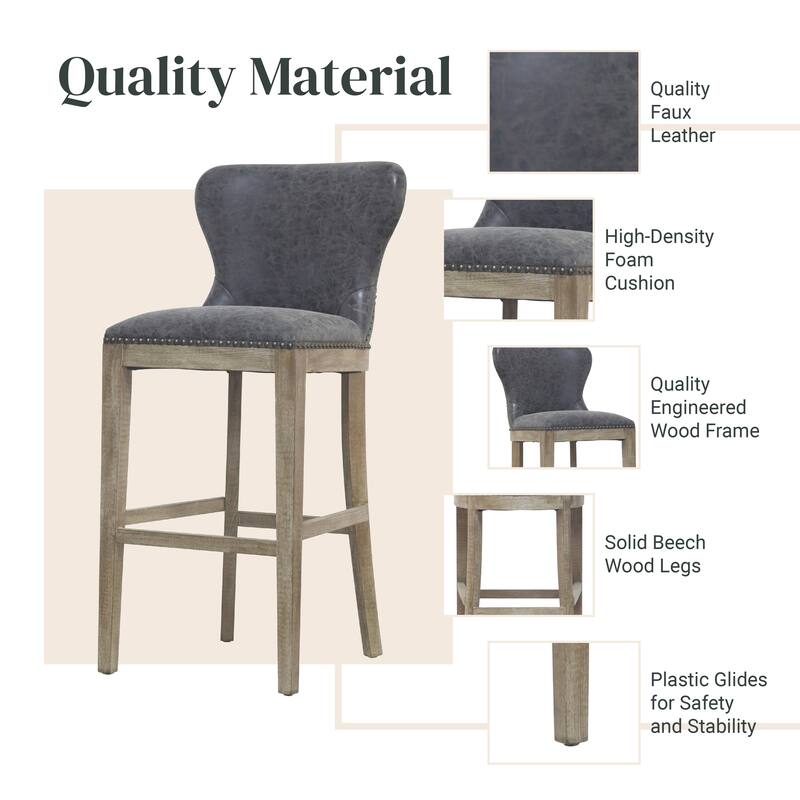 NPD Furniture Dorsey Brown and Grey Nubuck Bar Stool