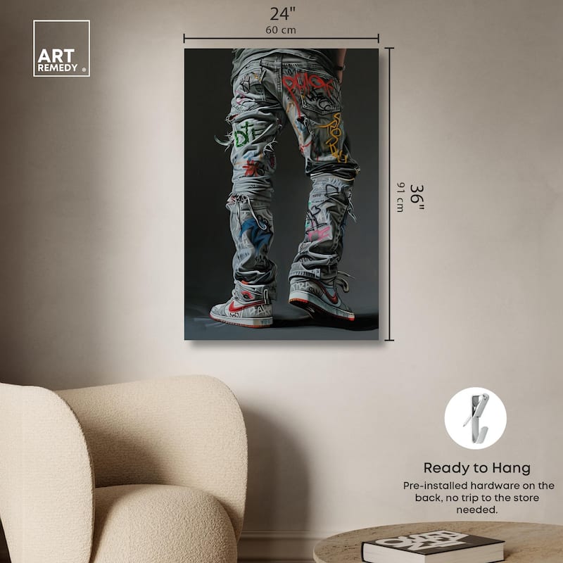 Graffiti Jeans and Sneakers Canvas by Art Remedy, Gallery Wrapped