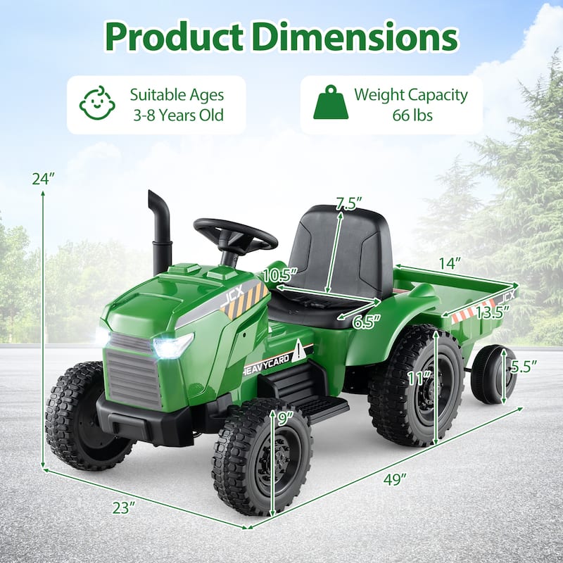 Gymax 2-in-1 Kids Ride On Tractor 12V Battery Powered Toy Car w/