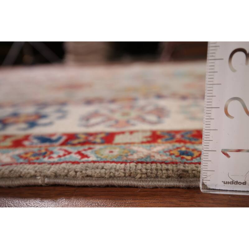 Beige Kazak Oriental Area Rug Hand-Knotted Bedroom Wool Carpet - 6'7" x 9'8"