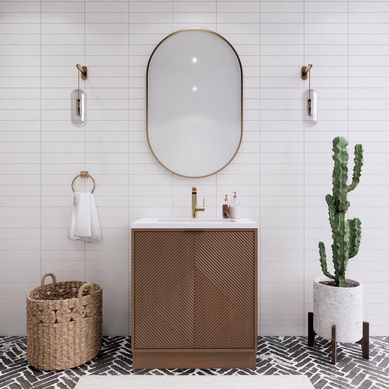 Milano 30" Freestanding Bathroom Vanity with White Acrylic Sink