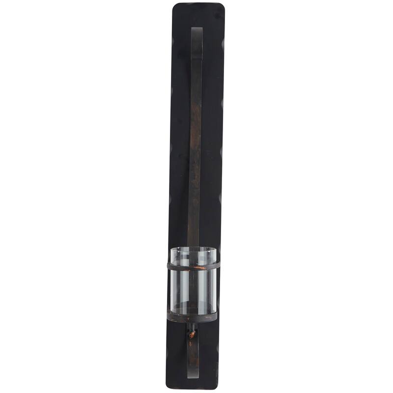 Metal Scroll Long Pillar Wall Sconce - Black - Roche River Decor - 5"W x 8"L x 36"H