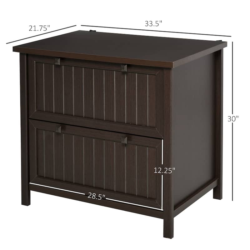 HOMCOM Retro Style 2-Drawer Lateral File Cabinet Chest Wooden Documents Storage for Letter/Legal Size