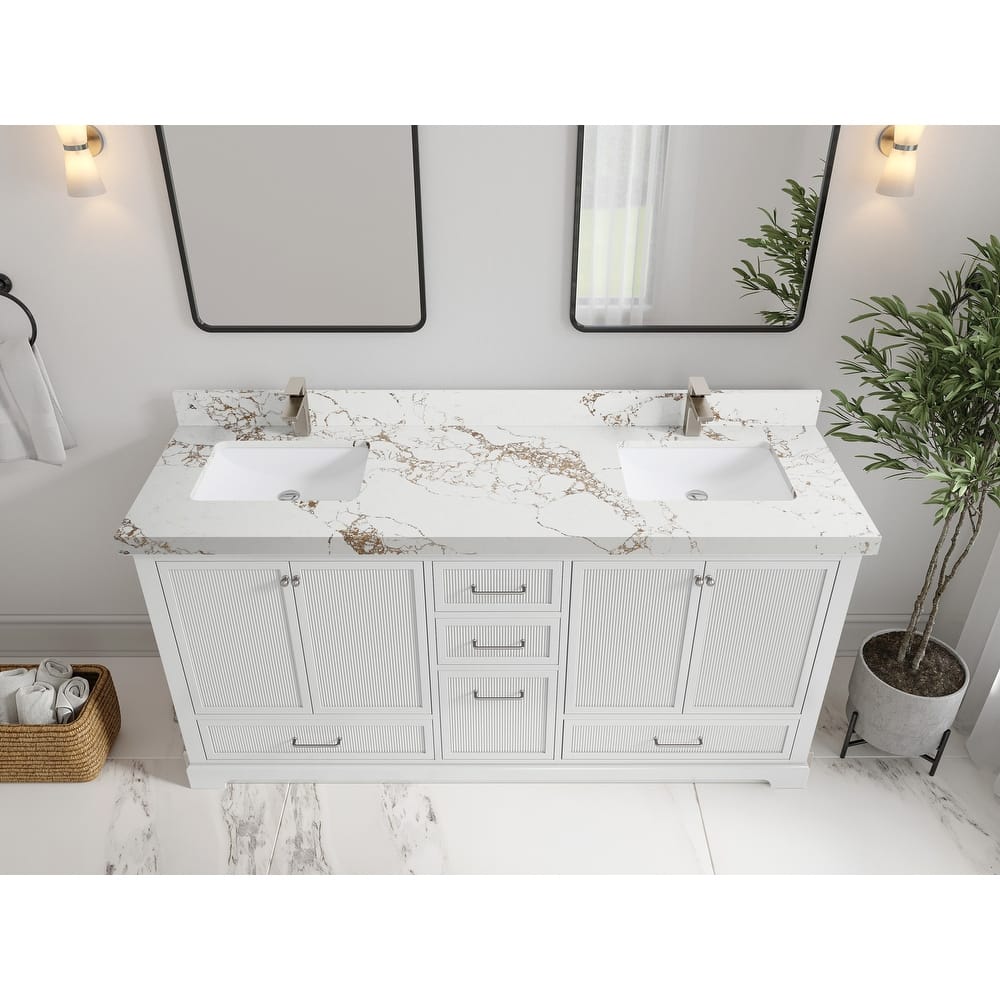 Willow Collections 72 x 22 Alys Double Bowl Sink Bathroom Vanity with Countertop