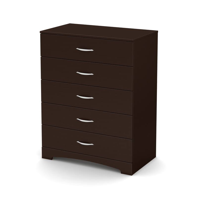 5-Drawer Chocolate Chest Dresser with Rich Finish, Space Saving Design, and Sturdy Vertical Storage Solution