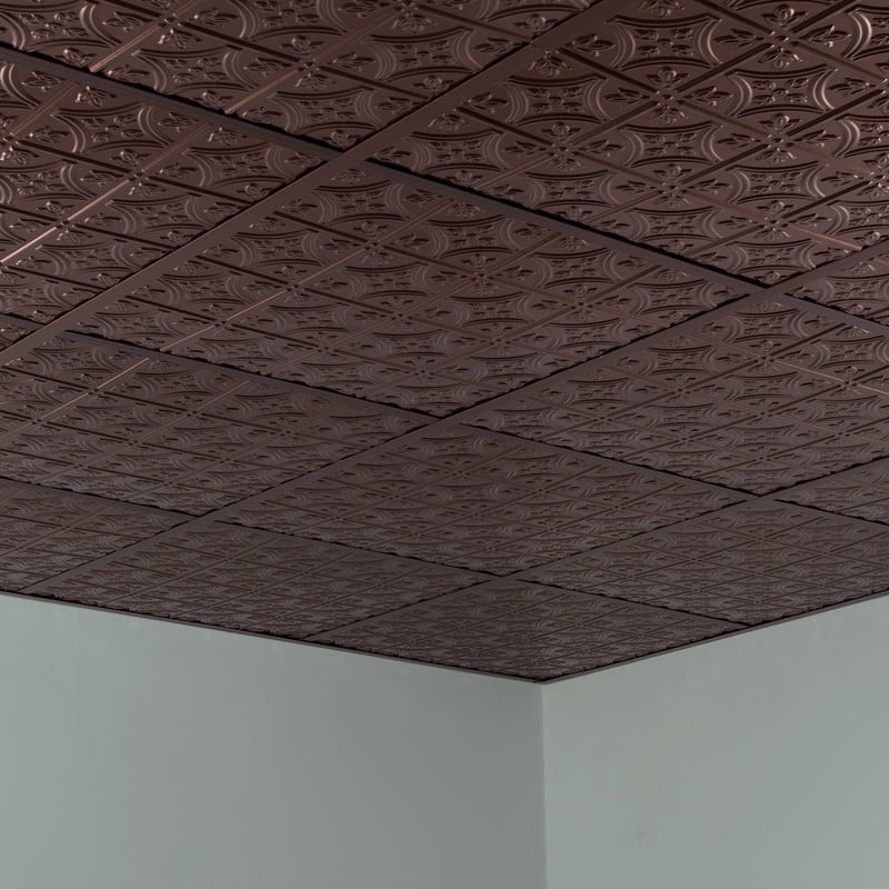 FASÄDE Traditional Style 1 Decorative Vinyl 2ft x 2ft Lay in Ceiling Panel in Oil Rubbed Bronze (5 Pack)