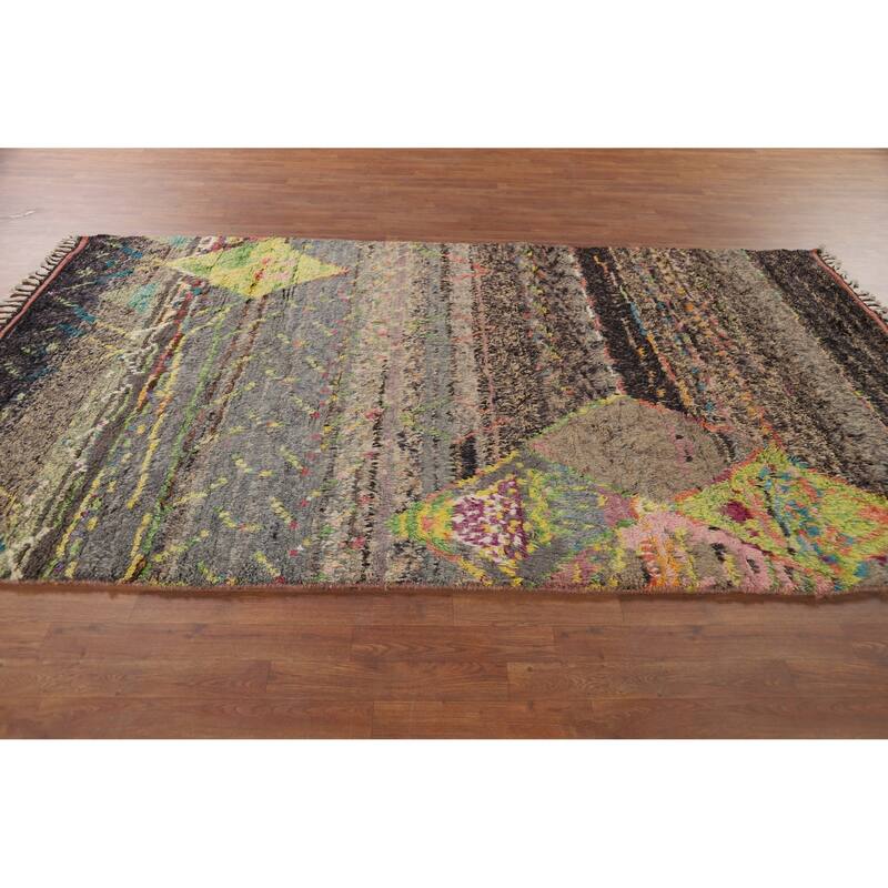 Plush Moroccan Style Area Rug Handmade Oriental Wool Carpet - 5'9" x 9'7"