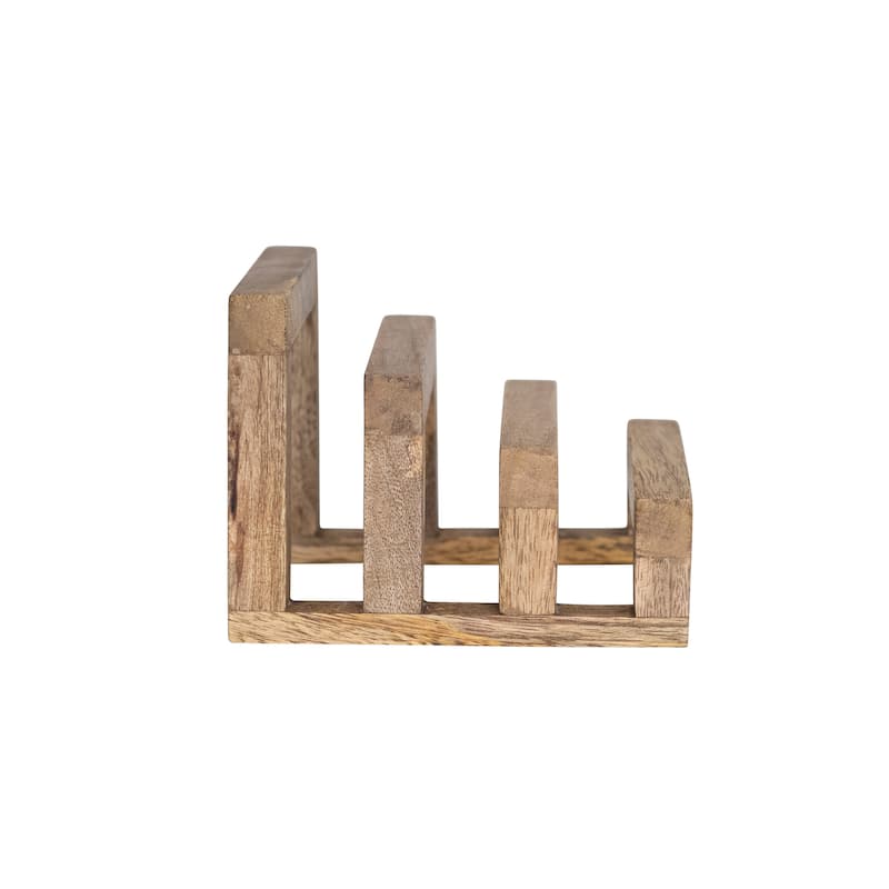 Mango Wood Cutting Board Stand with 3 Sections - 6.0"L x 6.0"W x 4.5"H