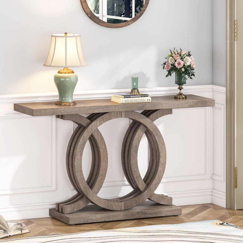 55 inches Console Table Farmhouse Sofa Table, Wooden Entryway Table