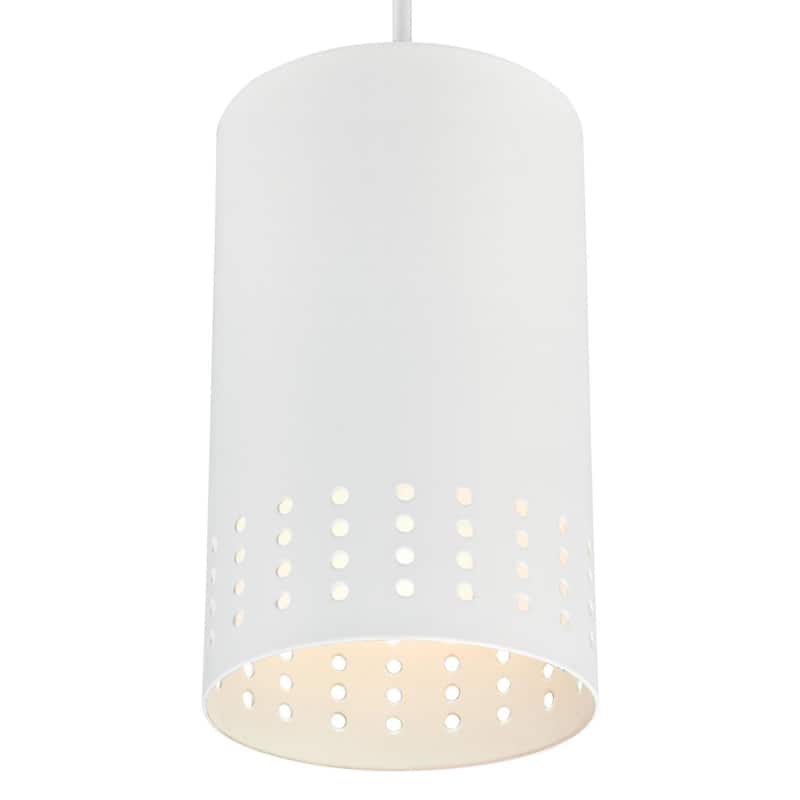 Westinghouse Lighting Phelps One-Light Indoor Mini Pendant, Matte White Finish with Perforated Metal Shade - 1-Light