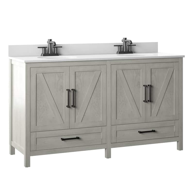 60" Double Bathroom Vanity - Natural Finish - Fairfax Oak