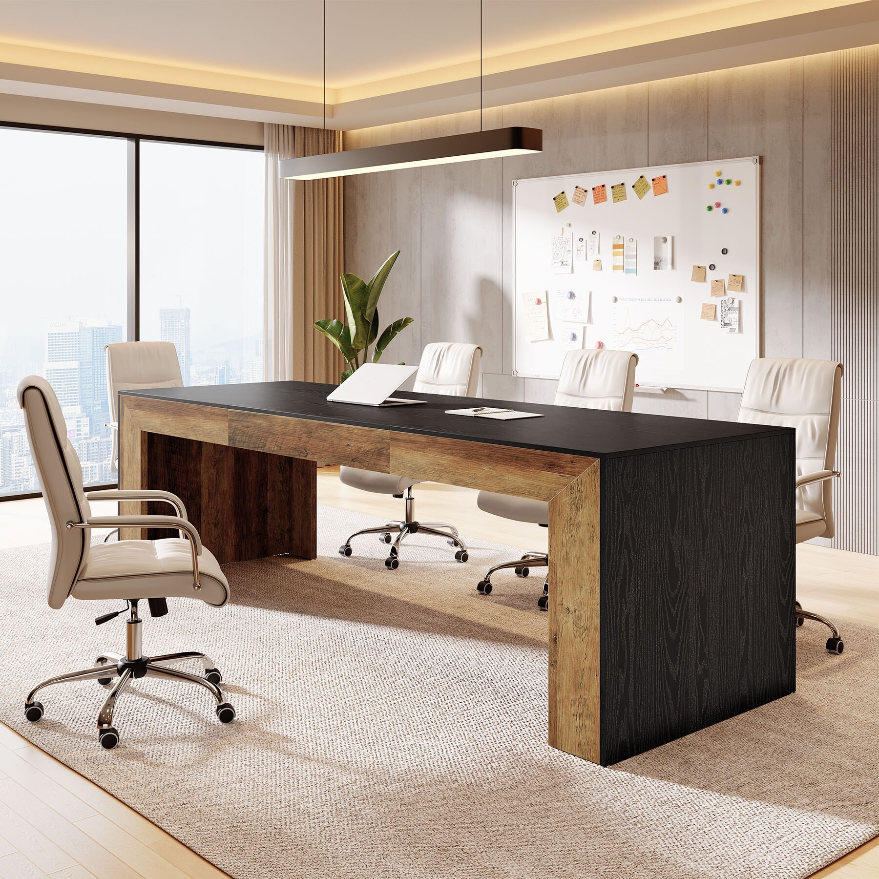 78.7" Wood Conference Table, Office Meeting Table, Boardroom Seminar Business Table