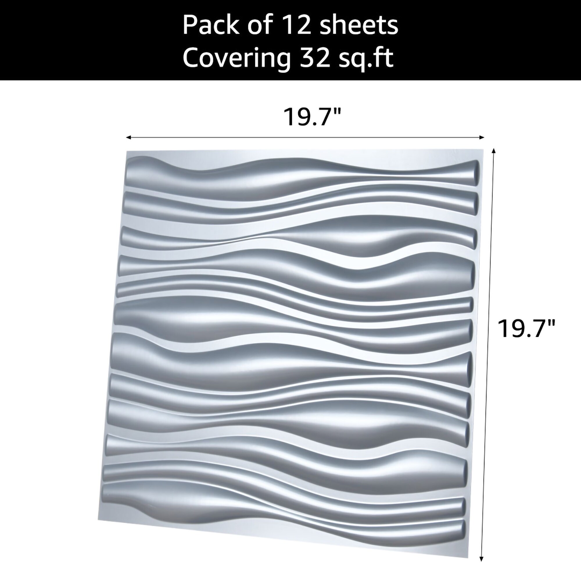 Art3d PVC Wave Board Textured 3D Wall Panels,19.7 x 19.7 (12 Pack) - On  Sale - Bed Bath & Beyond - 31681539