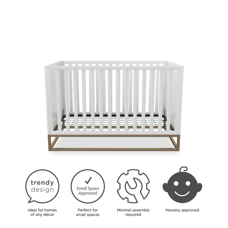 Little Seeds Haven 3 in 1 Convertible Wood Crib with Metal Base