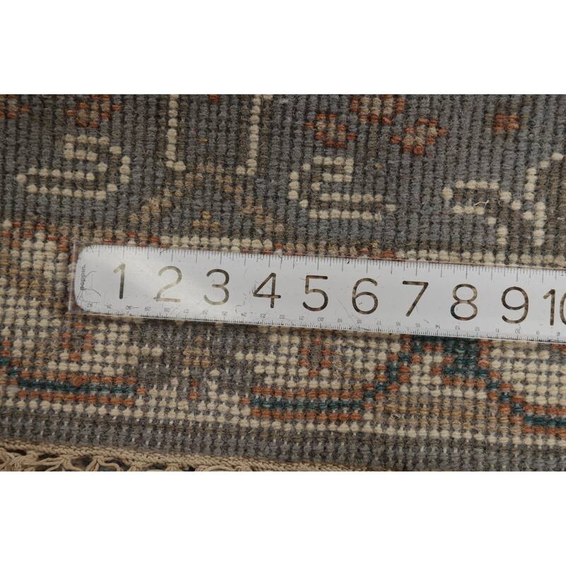 Geometric Gray Oushak Oriental Foyer Rug Handmade Wool Carpet - 2'0"x 3'0"