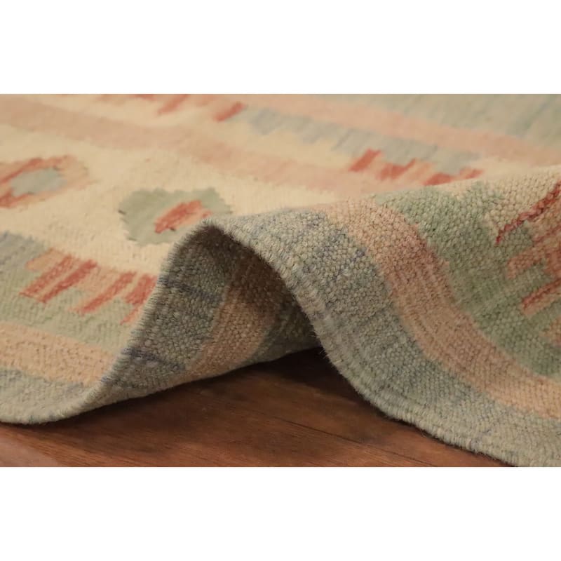 Hand Woven Oriental 100% Wool Carpet Southwestern Tribal Multi-Colored Kilim Area Rug - 8' 0'' X 4' 10''