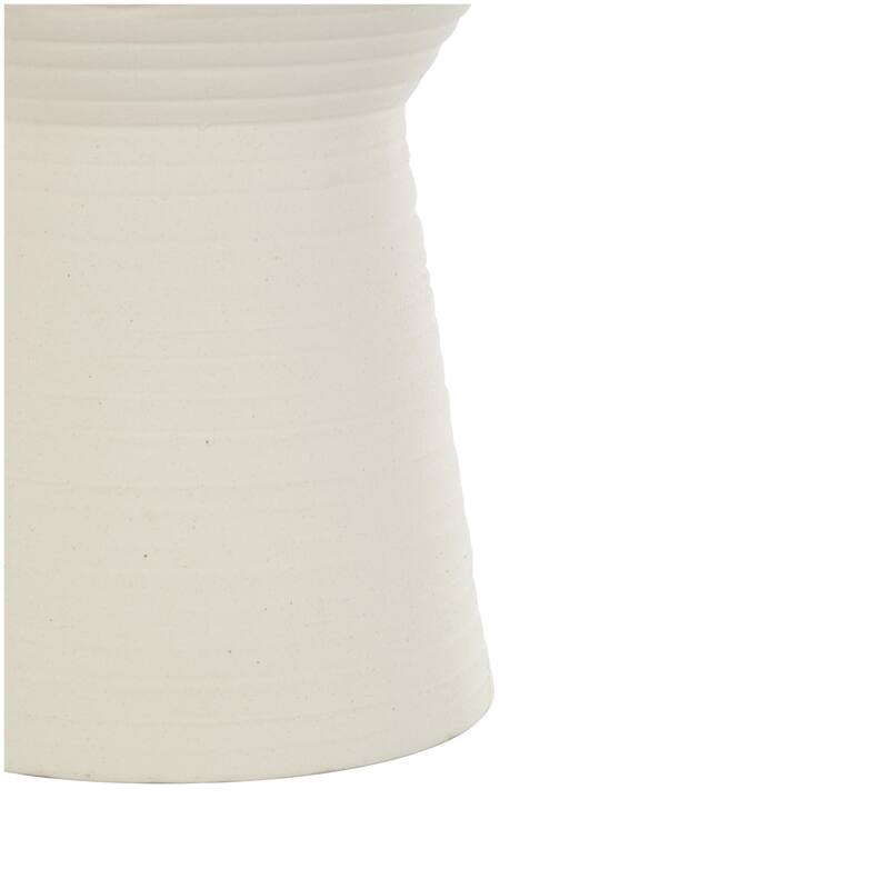 Ceramic Abstract Ribbed Cone Shaped Decorative Vase - Set of 2 Brown or White - Roche River Decor