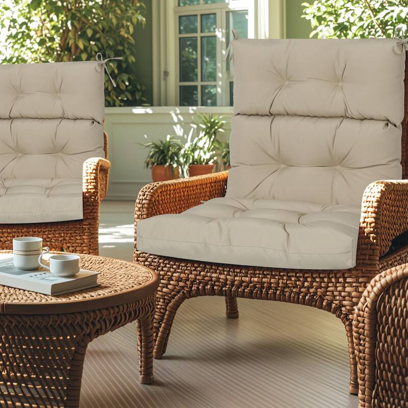 2 Pcs Set High Back Patio Chair Cushions,Tufted Rocking Chair Cushions,Cushions For Garden Porch Home Office Chair Use