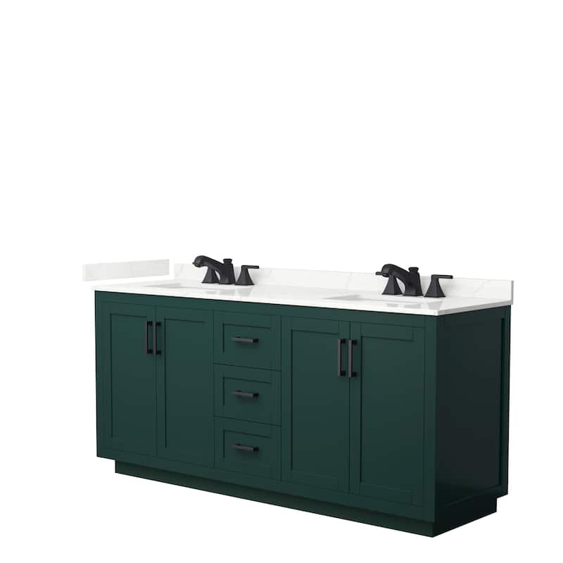 Miranda 72-inch Double Vanity, Quartz Top - Green, Black Trim, Giotto Quartz Top