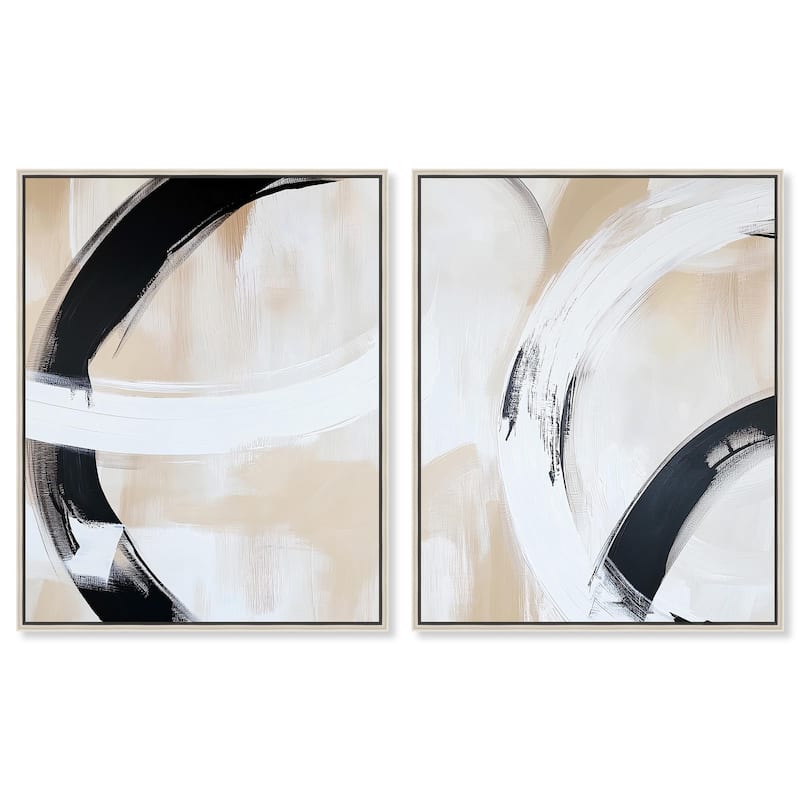 Neutral Interplay II Canvas Set of 2 by Art Remedy - 36" x 45" - Silver