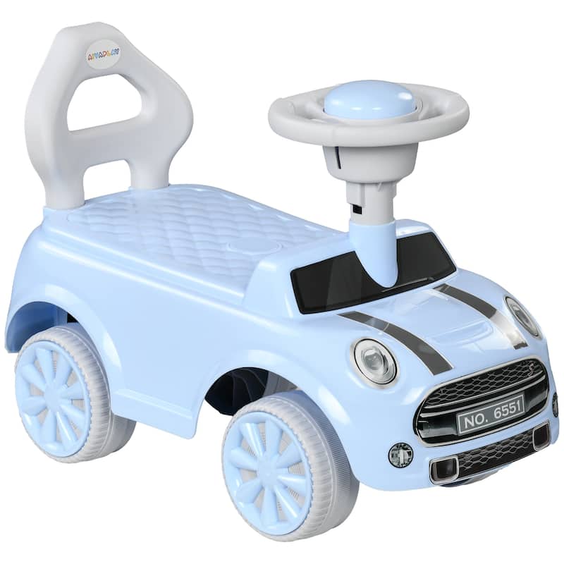 Baby Ride-On Car for Ages 18-36 Months with Foot-to-Floor Design and Horn - Light Blue